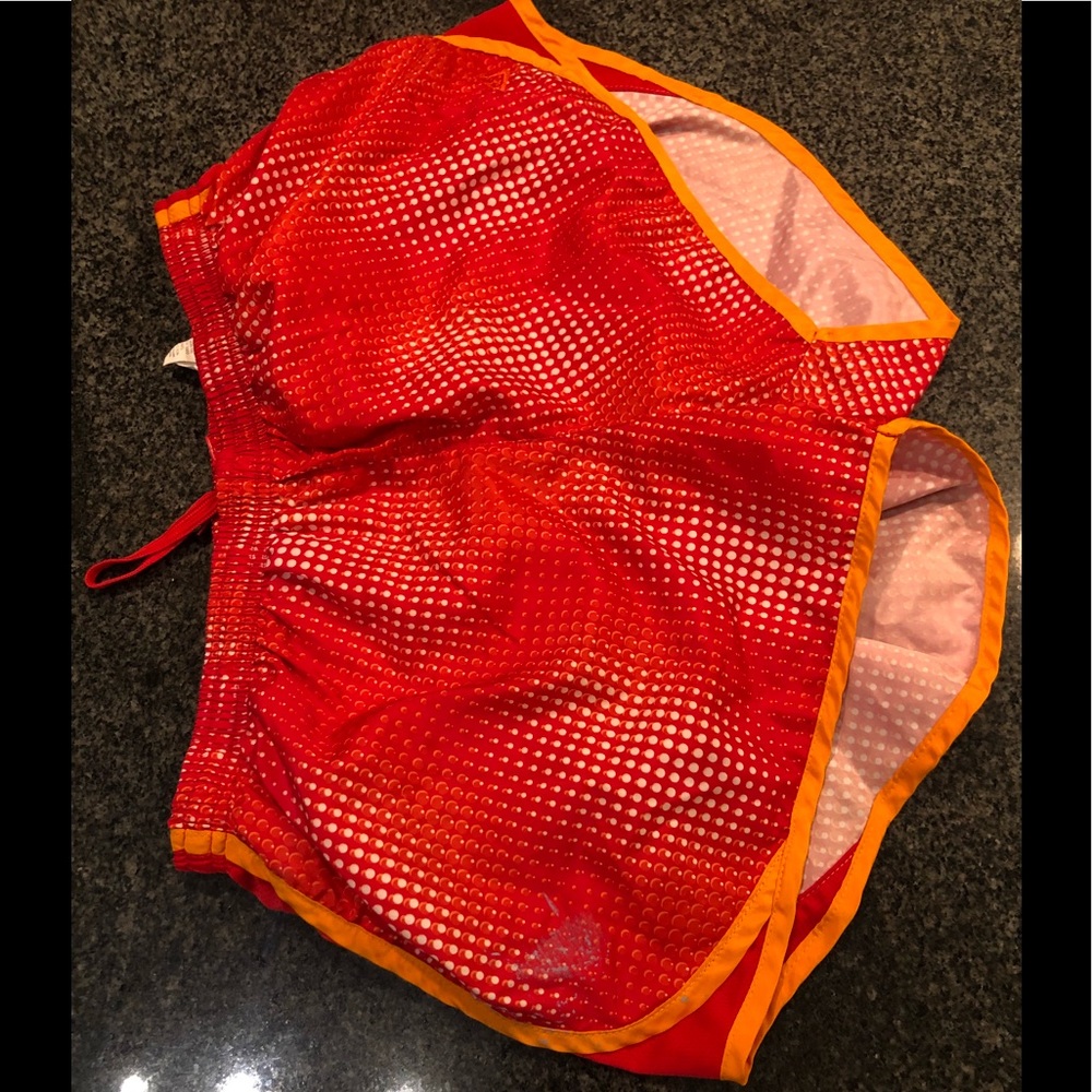 Red running shorts